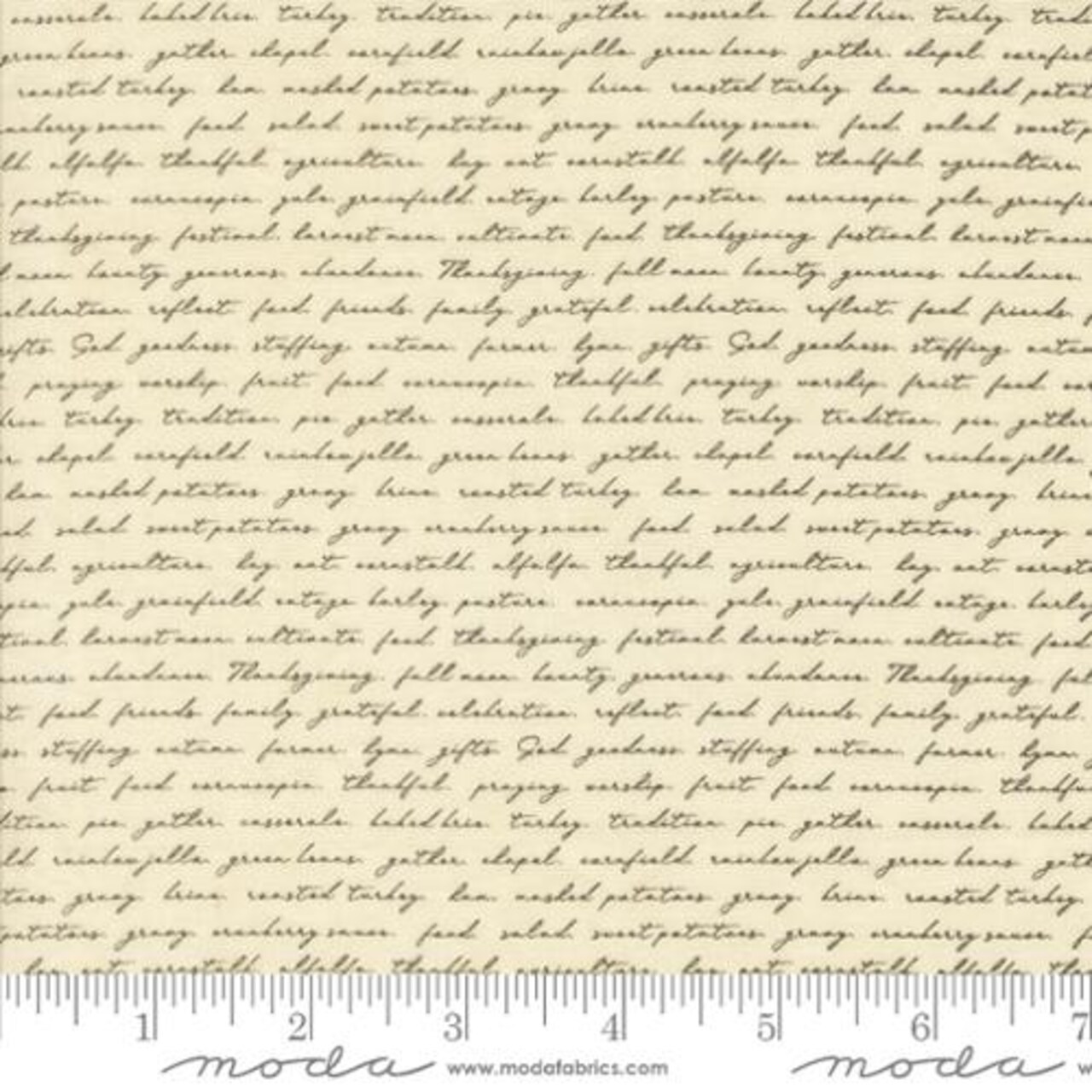 Fabric Moda Ecru Campfire Text Acorn Hollow by the Quarter Yard 30767-12